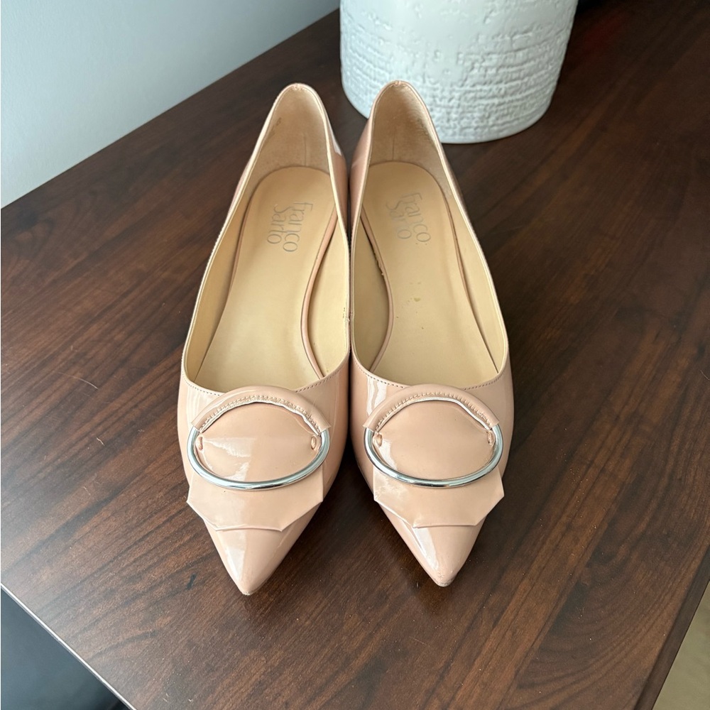 Franco Sarto Women's Nude Patent Leather Flats